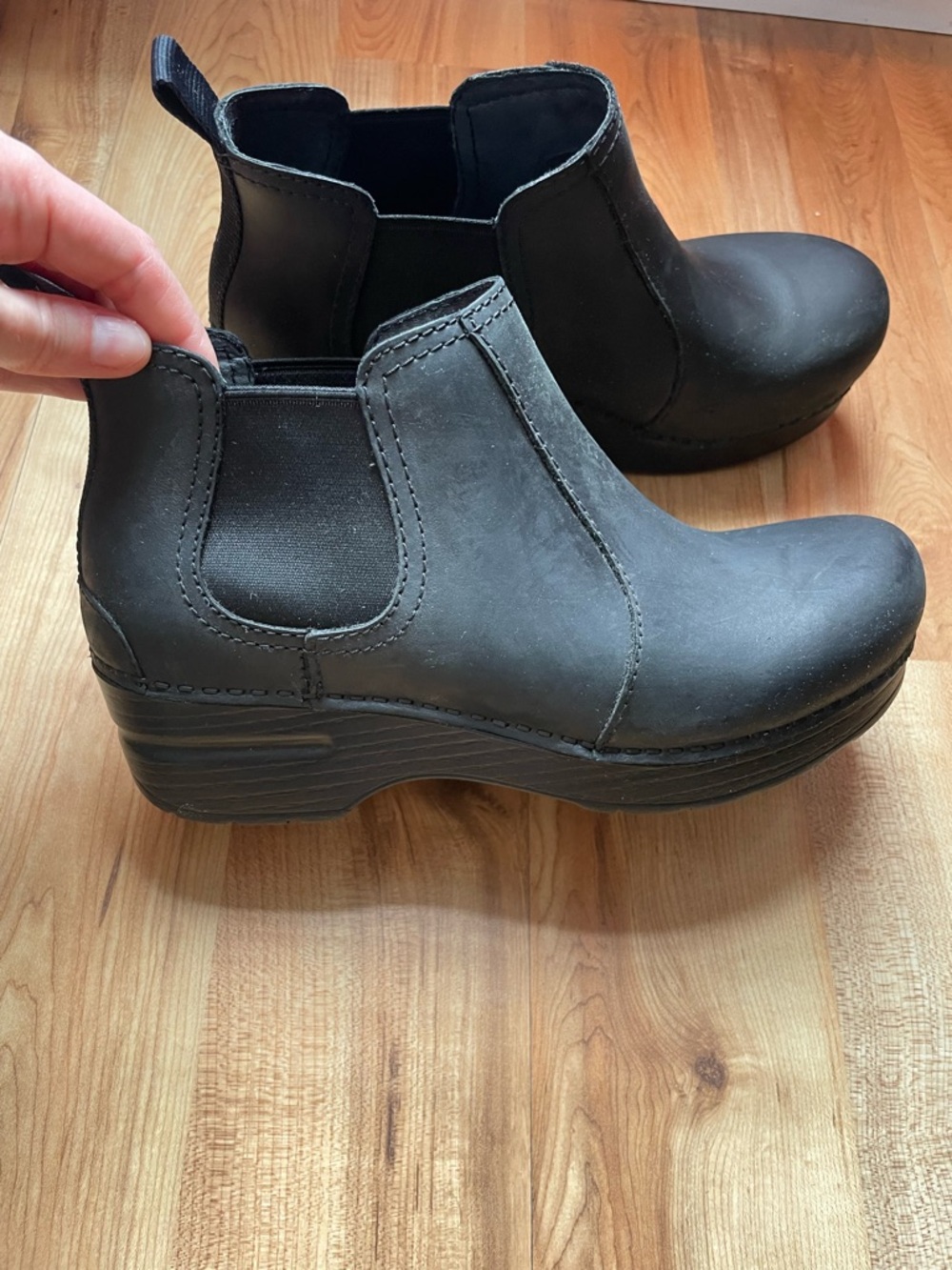 EUC Dansko Black Leather Slip-On Clog Boots - Picture 2 of 3